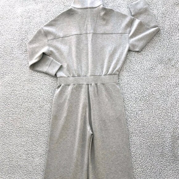 SPANX Air Essentials Jumpsuit Women's XL Wide Leg Half Zip Light Gray NEW - Picture 3 of 13